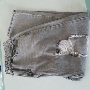 Distressed gray jeans